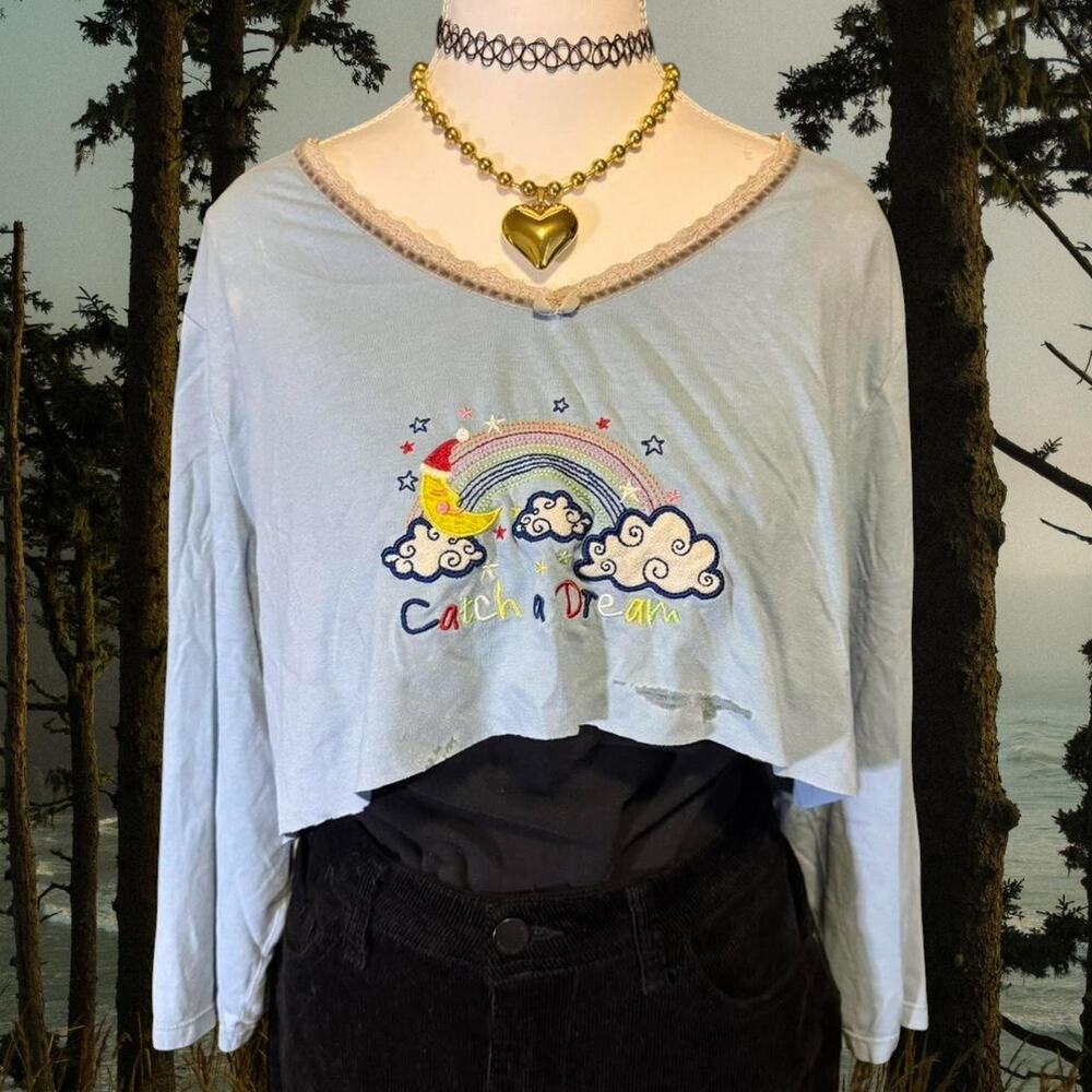 Vintage ultra cropped blue long
